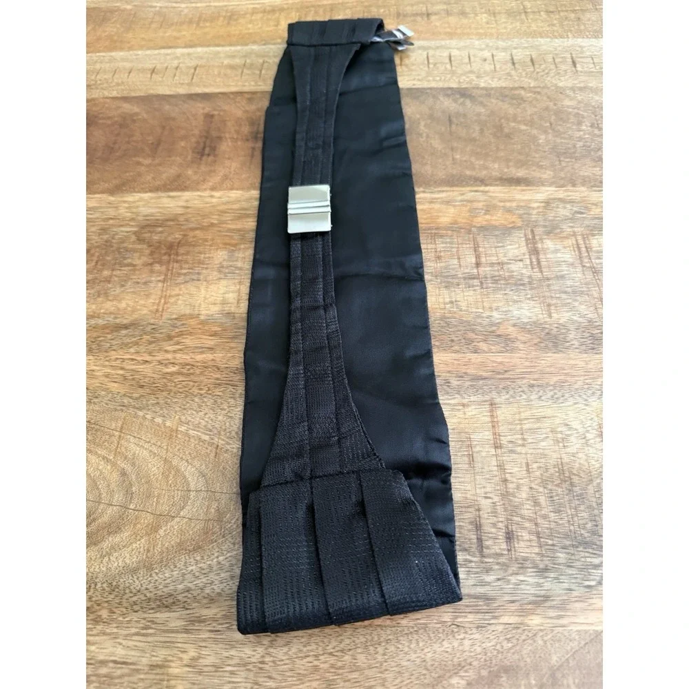 Domenico Vacca Men's Silk Cummerbund Size L Black Plaid Tuxedo Formal Wedding